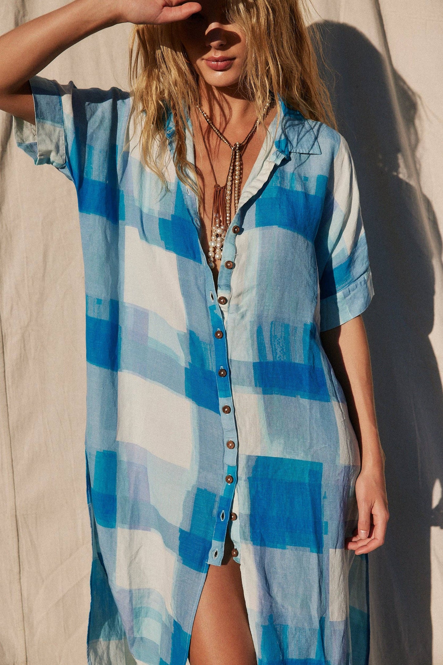 Jen’s Pirate Booty • Ocean Front Buttondown Dress • Blue Sky