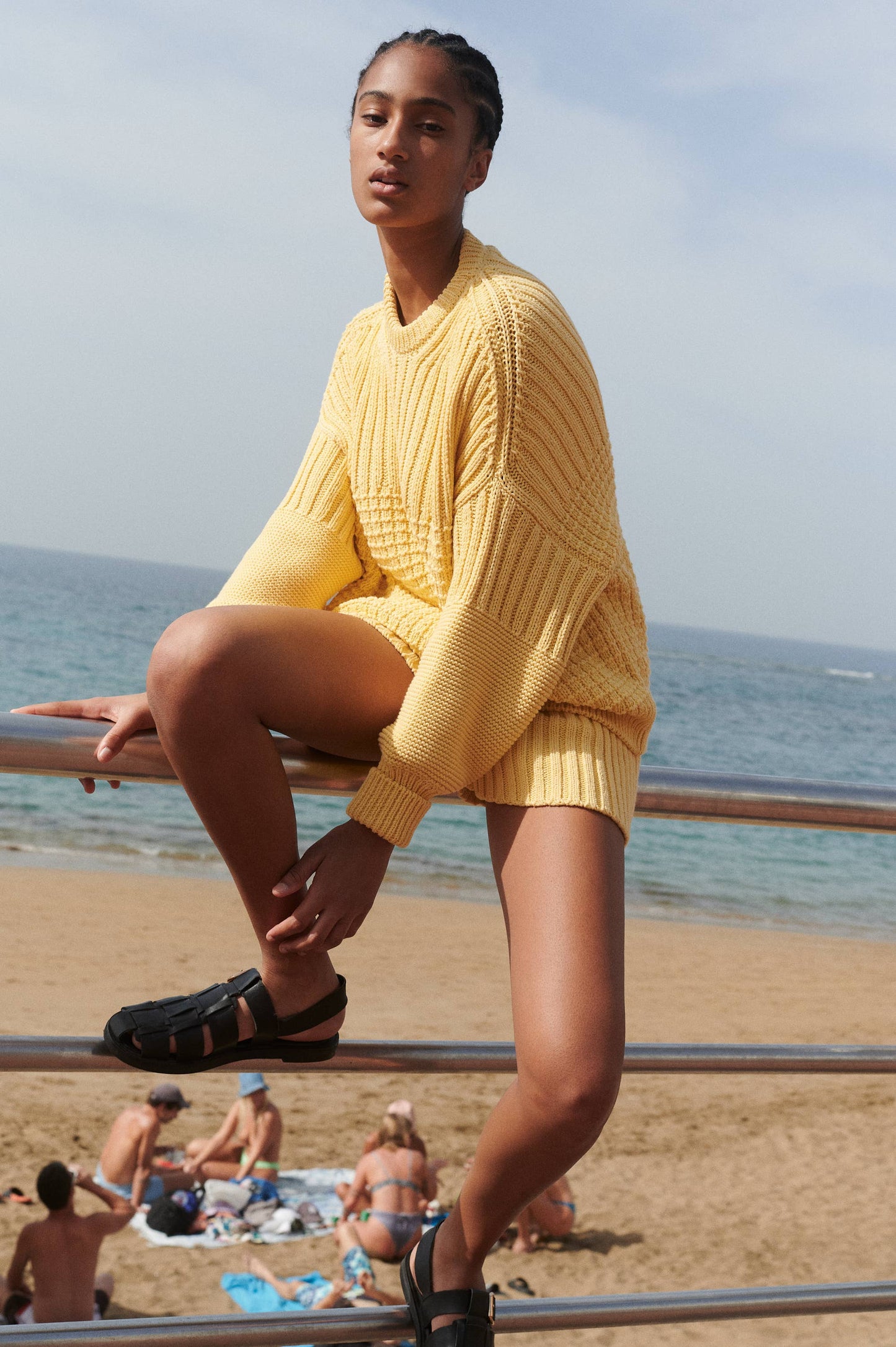 The Knotty Ones • Delčia Cotton Sweater • Lemon Yellow