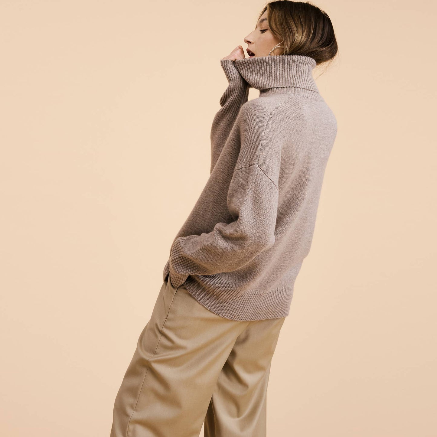 Flat White • Alaise Cashmere Wool Pullover Sweater • Taupe