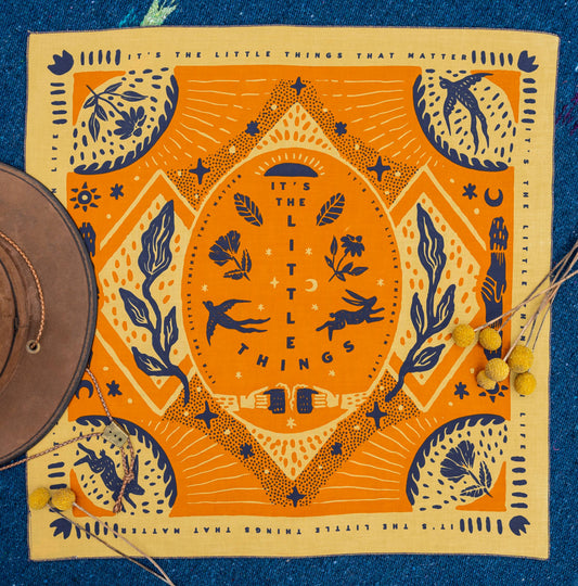 Organic Cotton Bandana • The Little Things • Orange Tan Navy