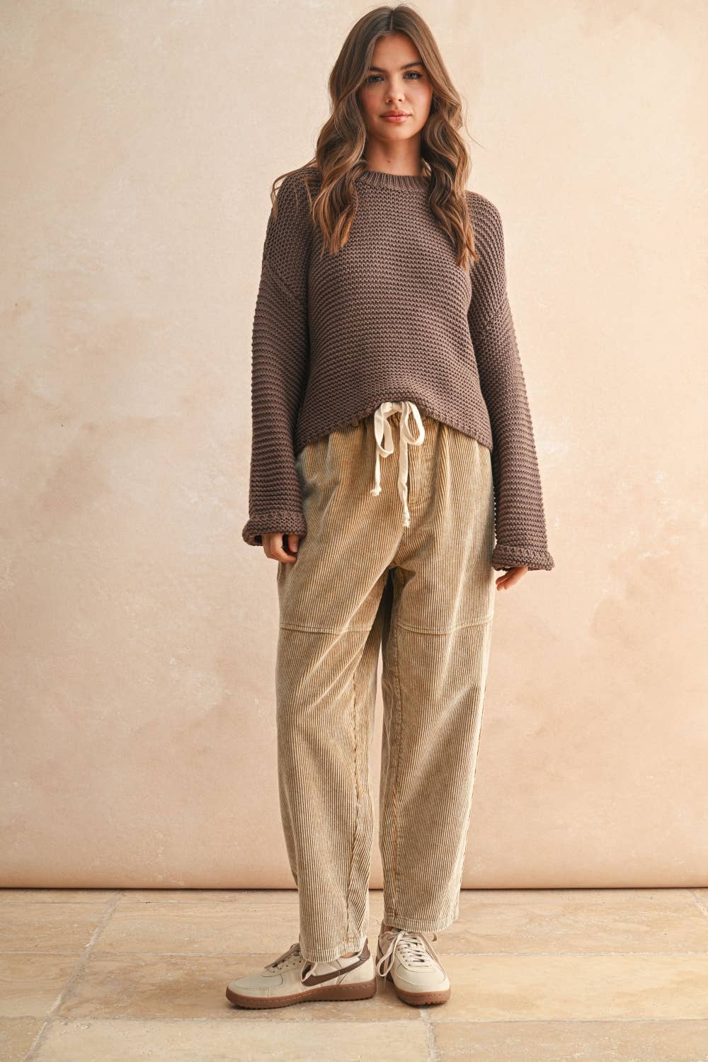 Cotton Pullover Knit Sweater • Chocolate Brown