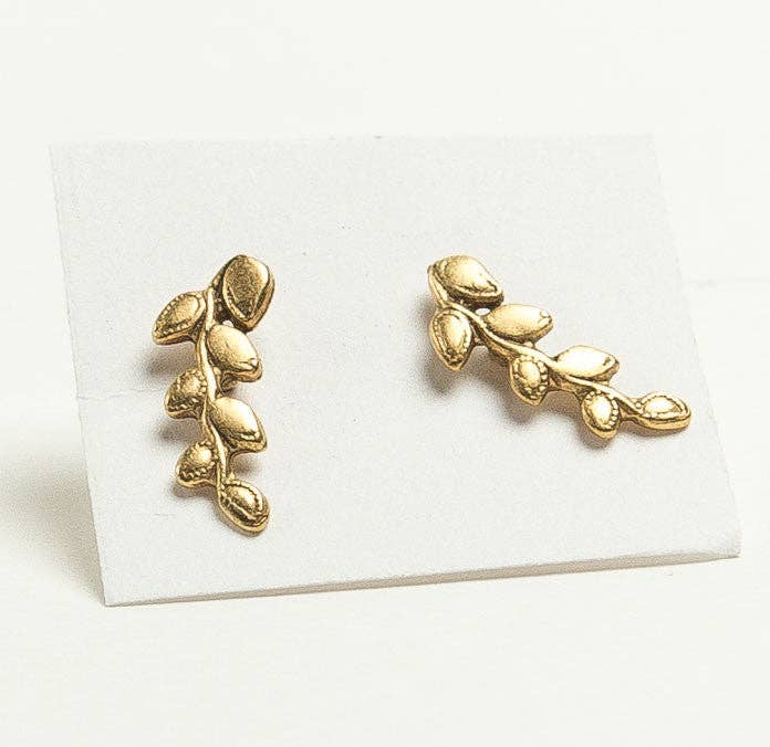 Tilly Doro Vine Stud Earrings Gold