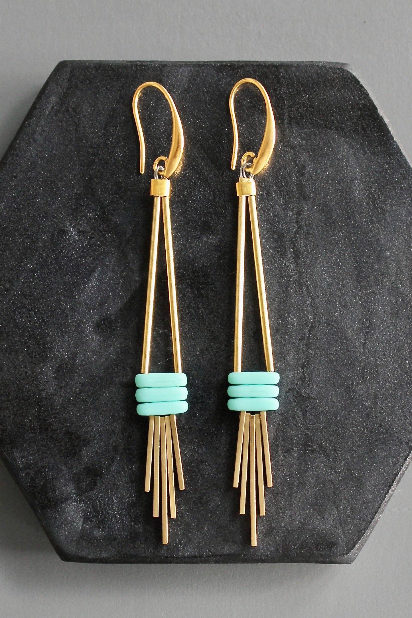 KYLE70 matte turquoise fringe earrings