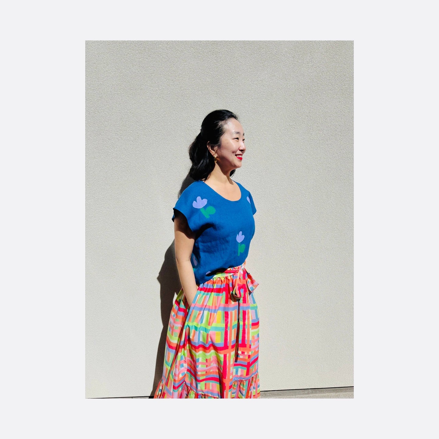 Joolee • Blue Flower Linen Top