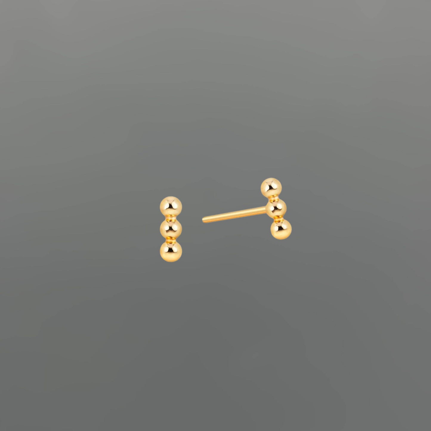 Mini Triple Dot Bar Stud Earrings • Gold Filled