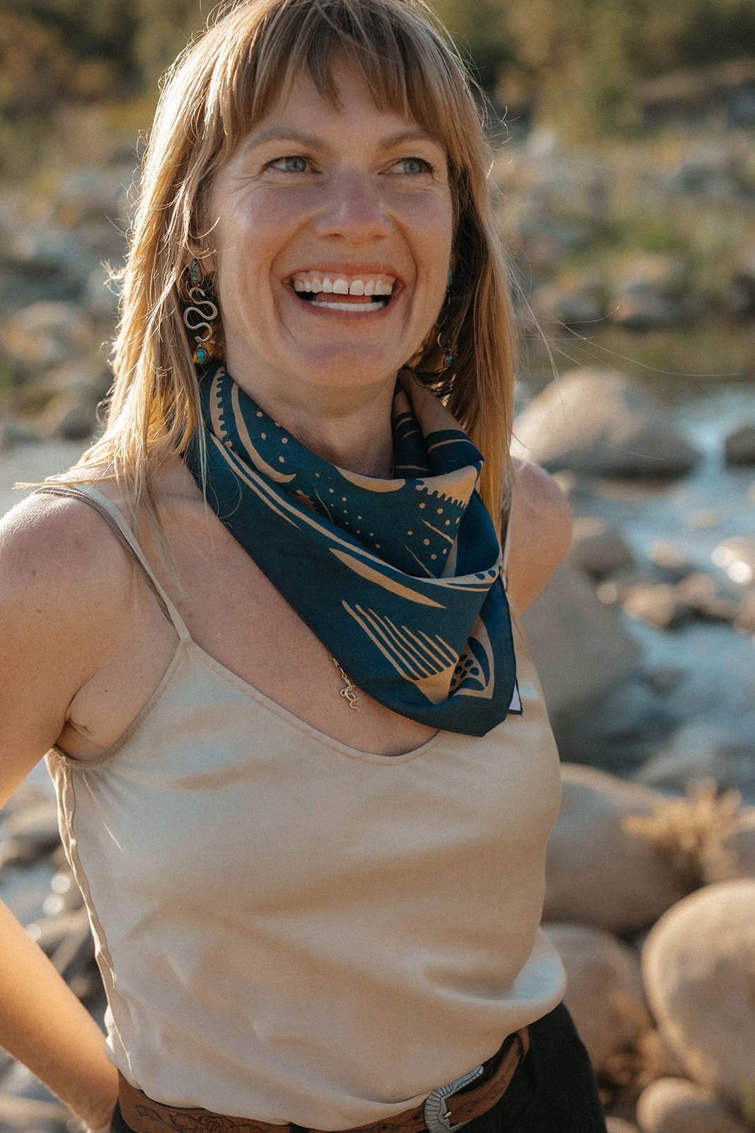 Organic Cotton Bandana El Rito Nights Charcoal & Tan