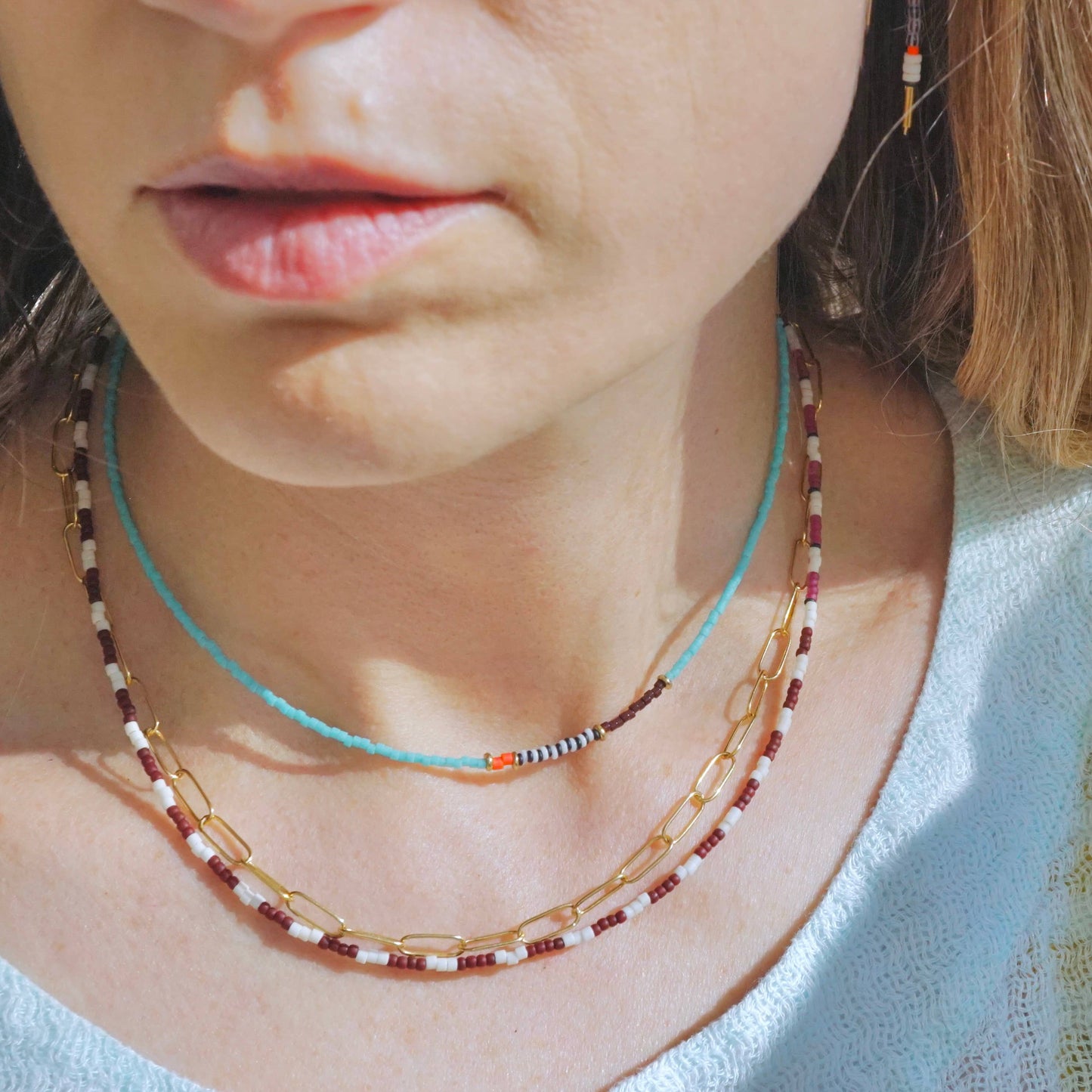 Alice Rice • Thinnest Line Beaded Necklace • Turquoise