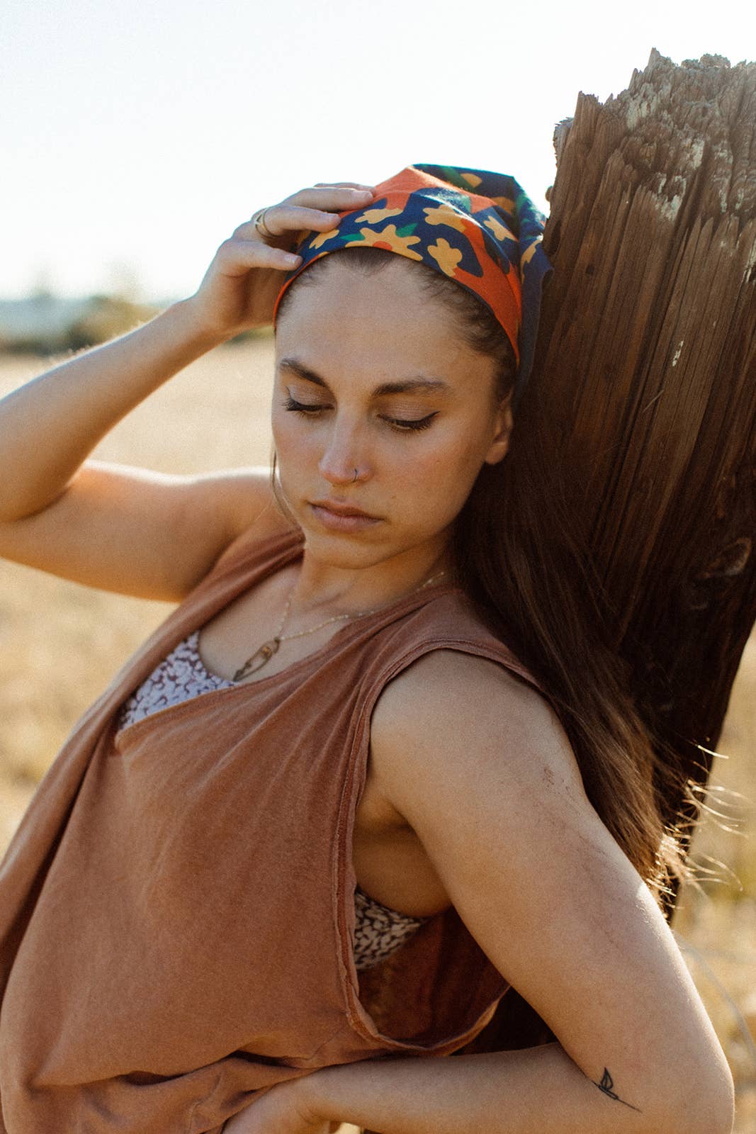Organic Cotton Bandana • Endless Bloom • Navy & Orange