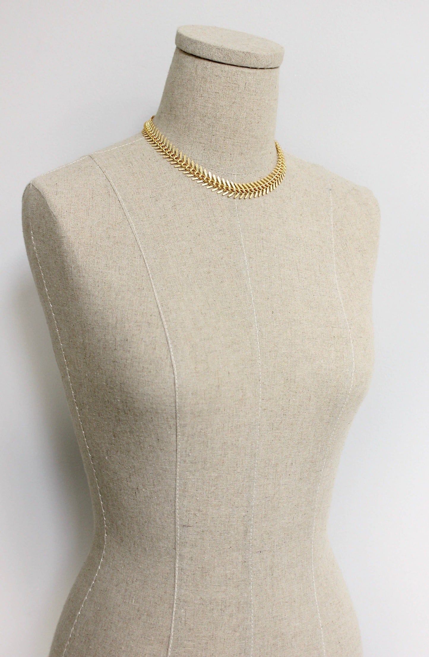 DOR215 Gold Chain Fish Bone Necklace