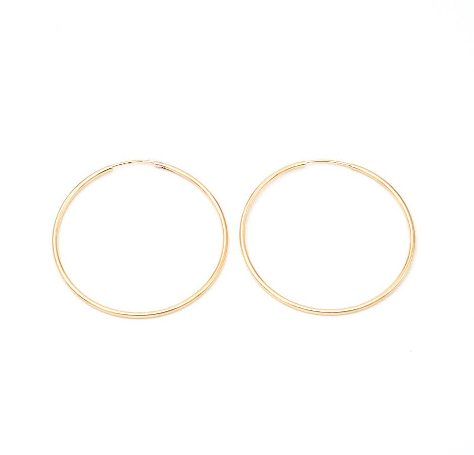 Thin Seamless Everyday Hoop Earrings • 14K Gold Fill • Medium