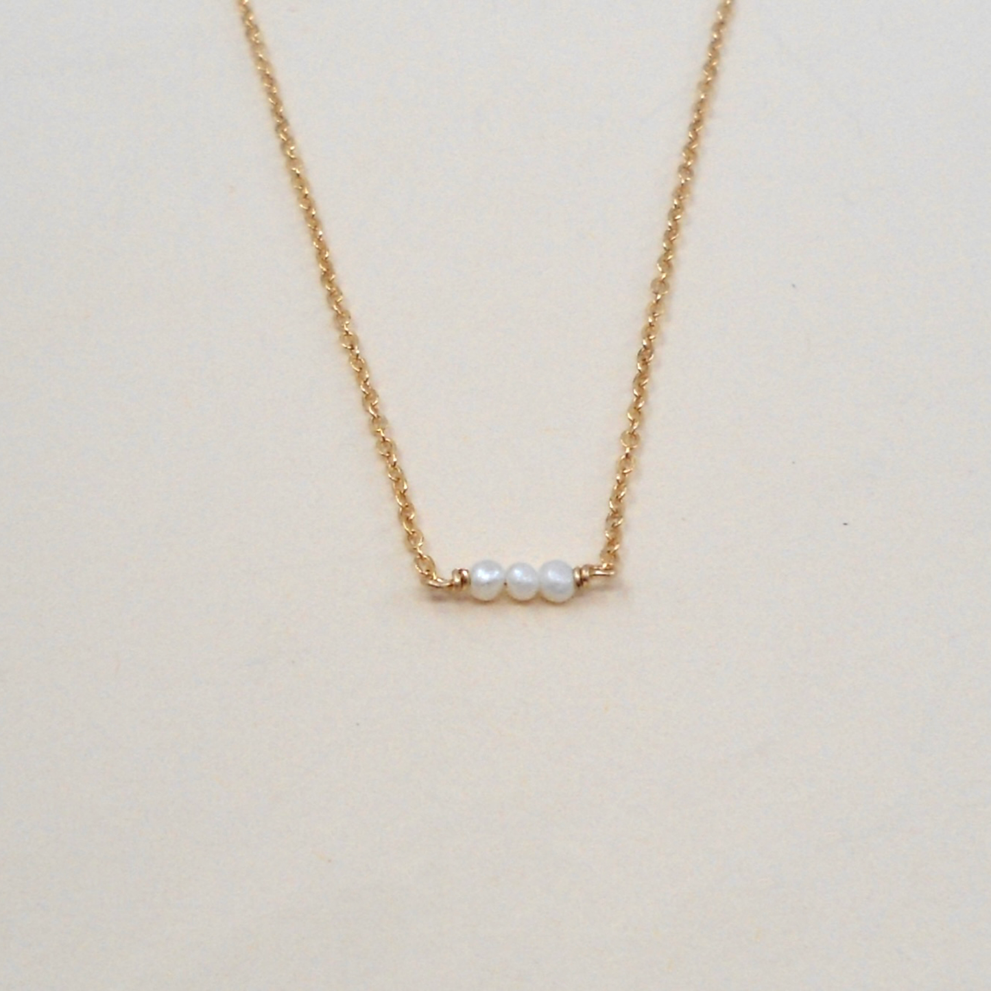 Dainty Three Pearl Necklace • 14K Gold Fill