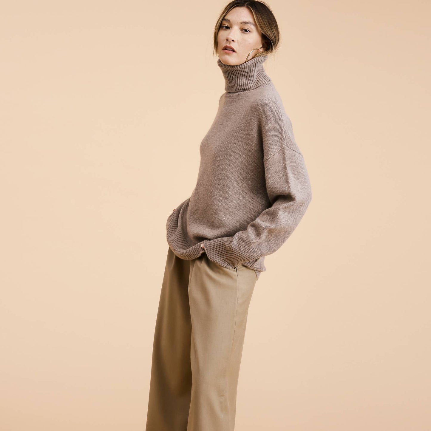 Flat White • Alaise Cashmere Wool Pullover Sweater • Taupe