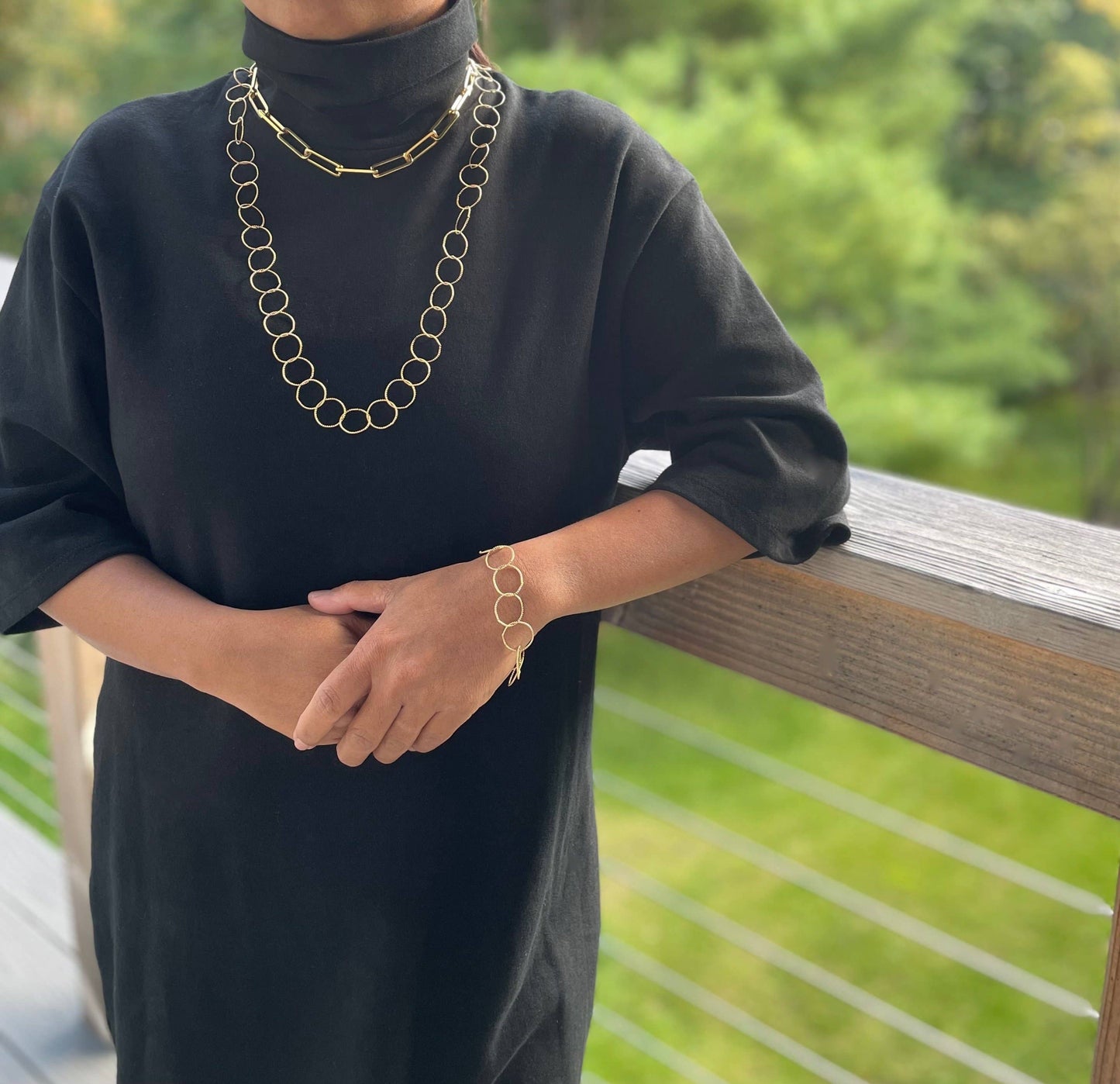 David Aubrey • Thick Paperclip Chain Statement Necklace • Gold