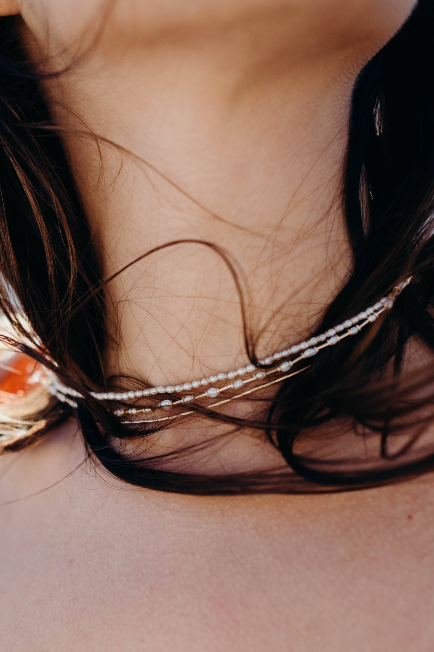 The Swell Life • Gold Stitch Pearl Necklace • 14K Gold Fill