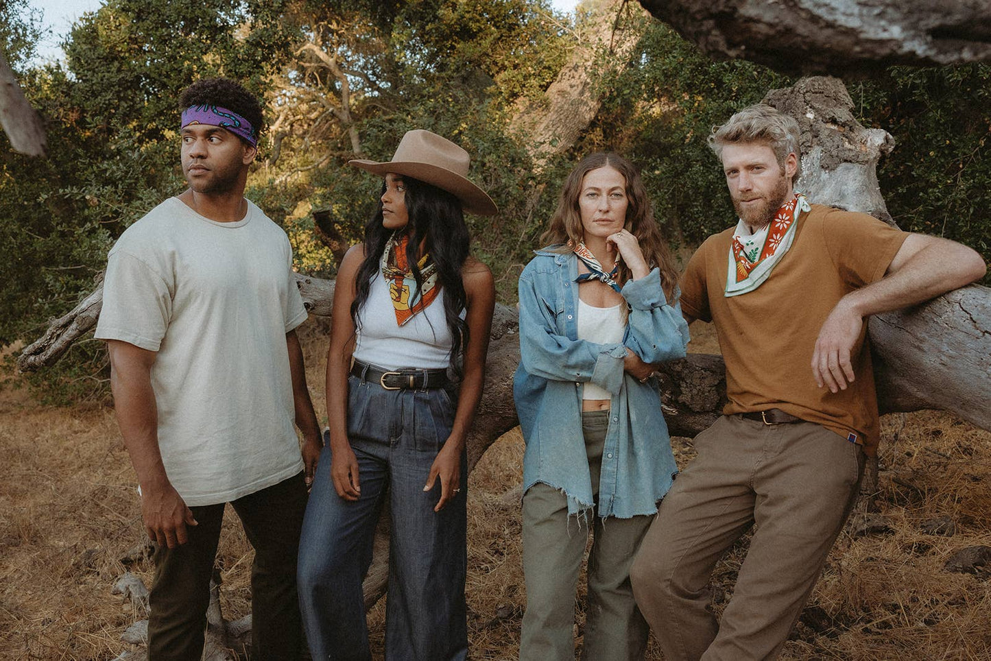 Organic Cotton Bandana • Grab The Horns • Cream Navy & Bright Orange