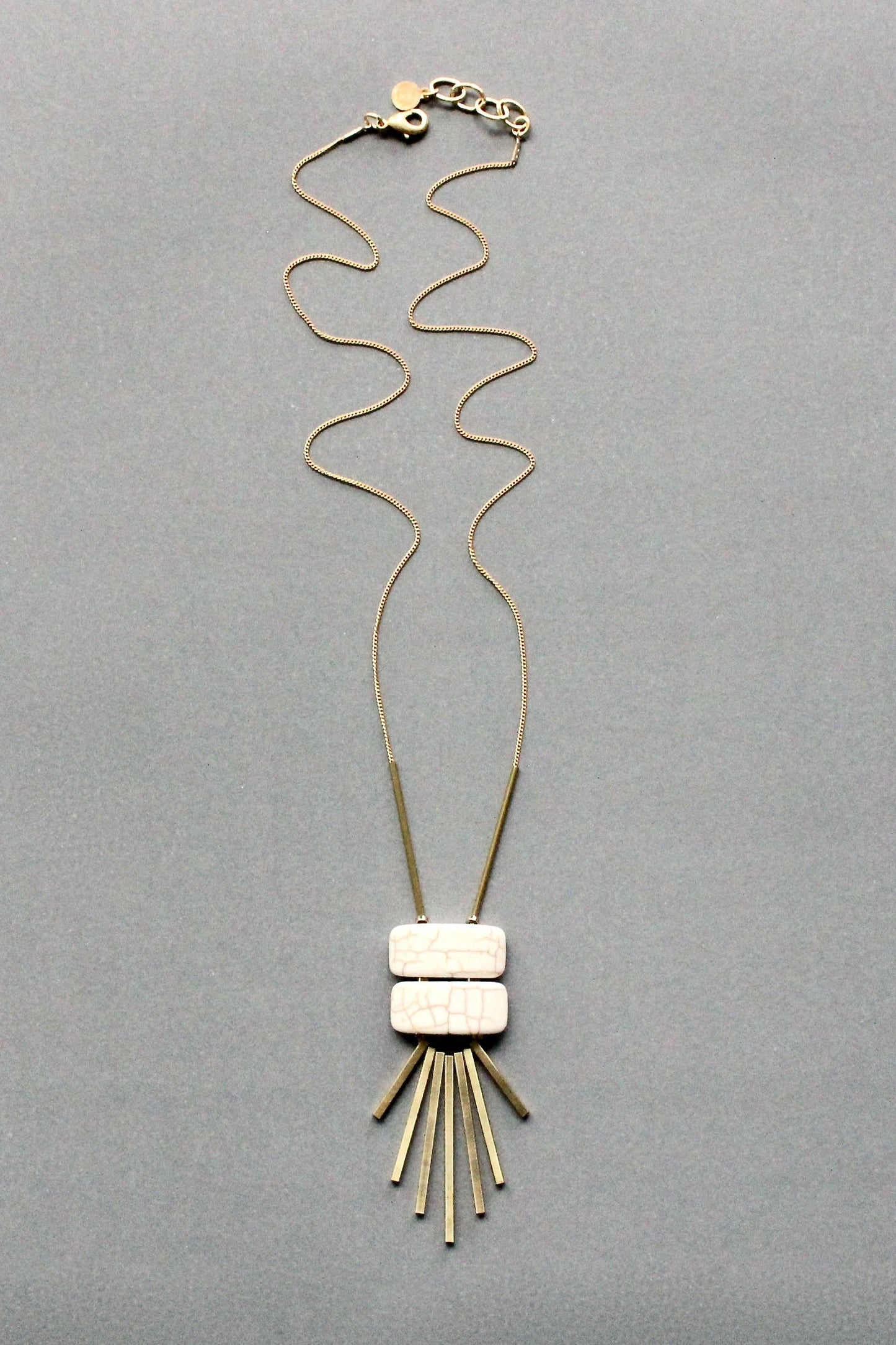 White geometric pendant necklace