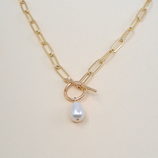 Lola Chain Pearl Necklace Gold