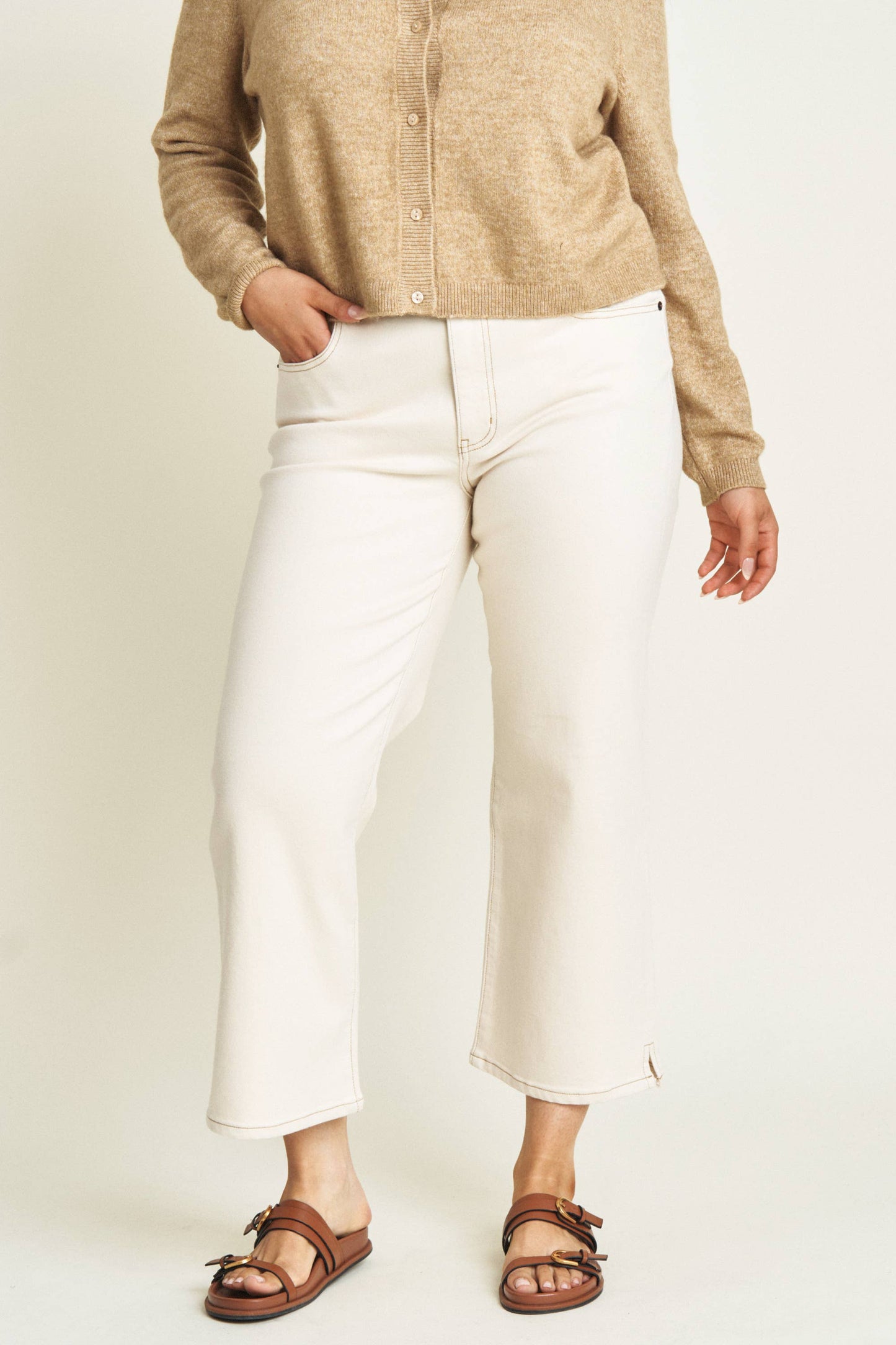 Oliver Logan • Addington Ankle Crop High Rise Jean • Ecru