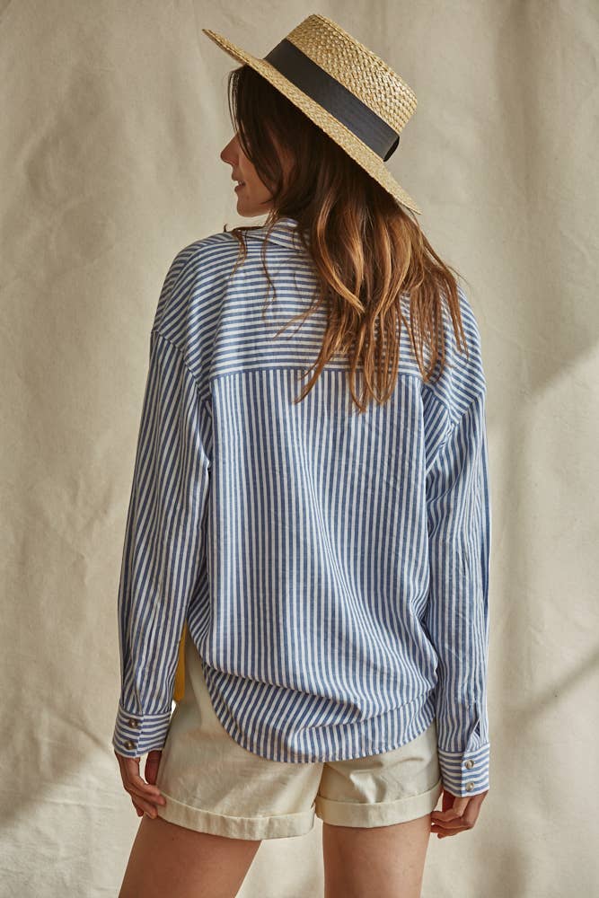 Vincent Stripe Button Down Blouse • Blue & White
