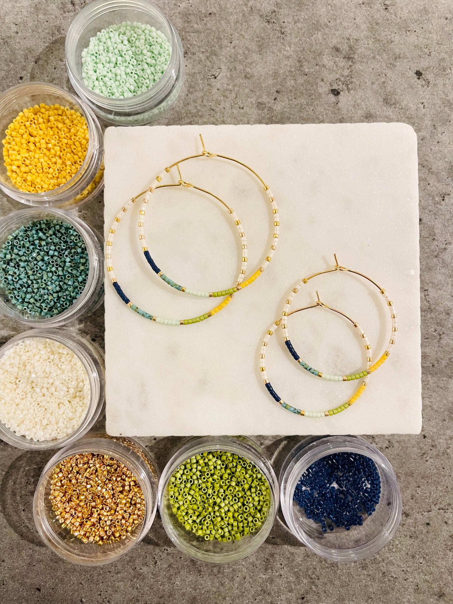 Beaded Hoop Earrings • Yacht Club • Pick Your Size