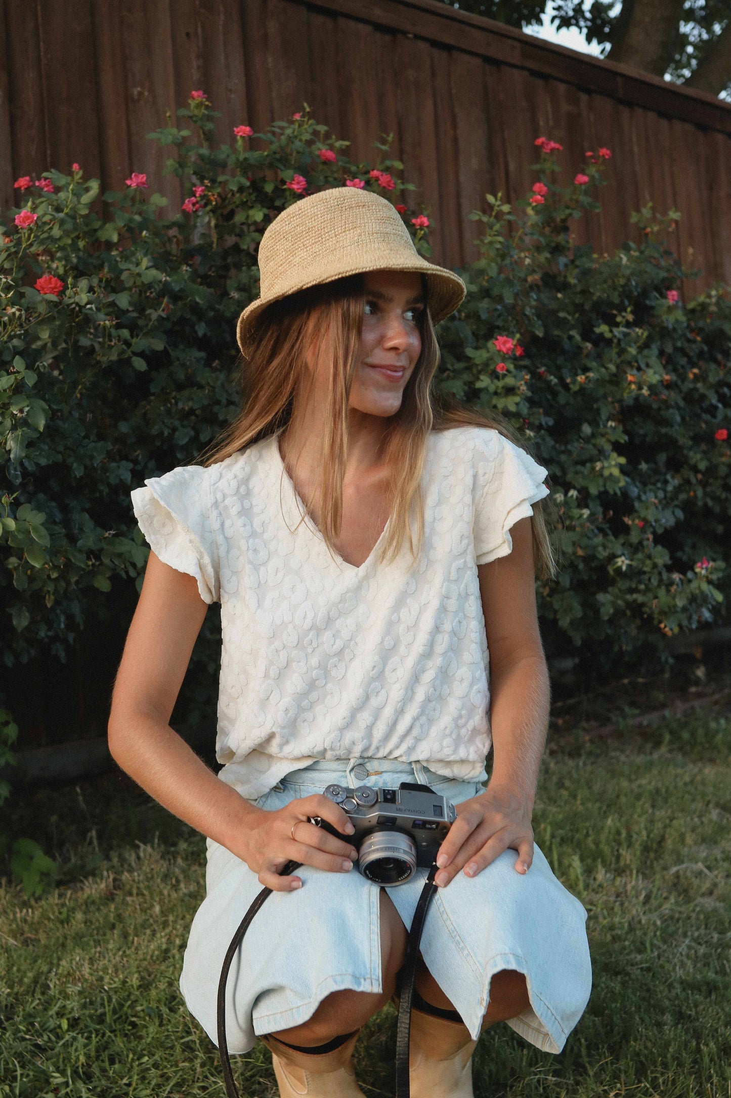 Louisiana Blouse • Off White Animal Texture