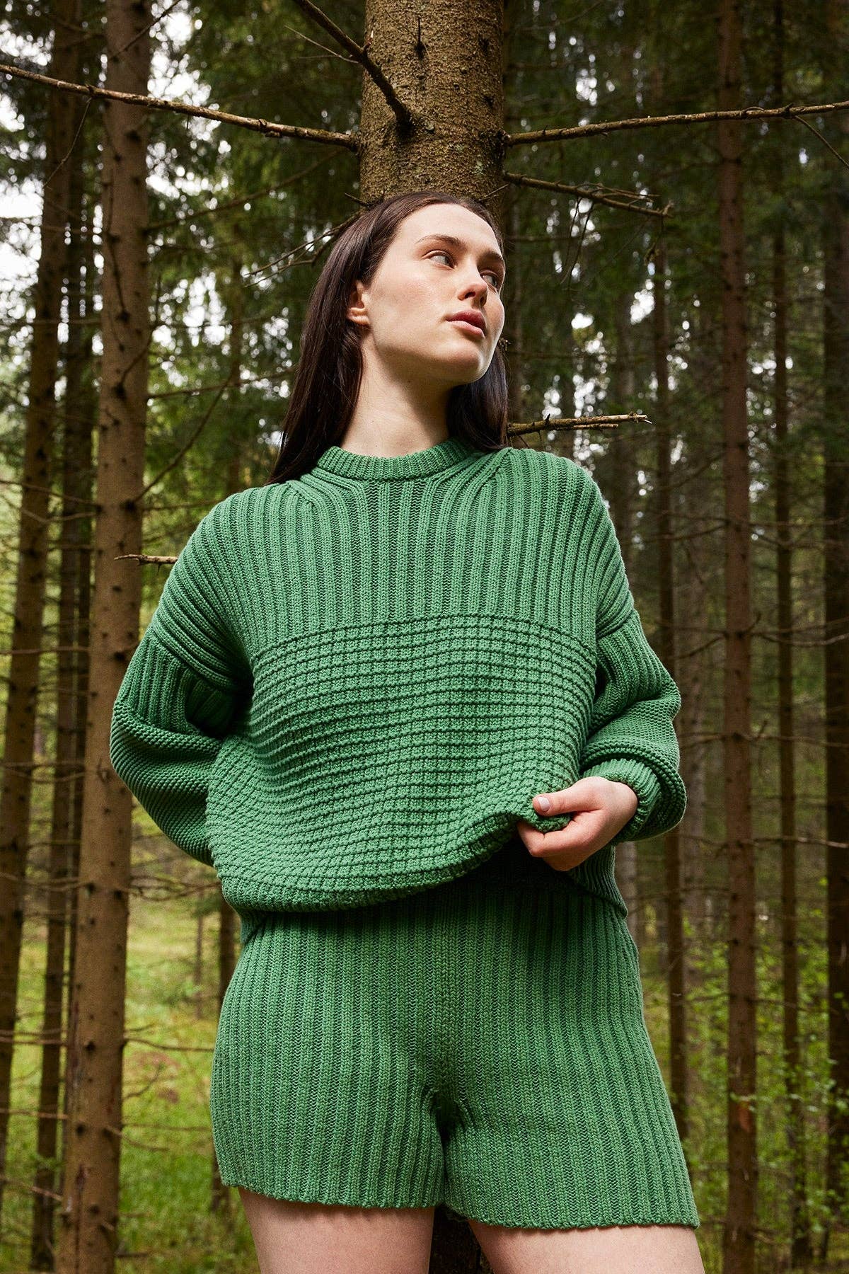 The Knotty Ones • Delčia Cotton Sweater • Fern Green
