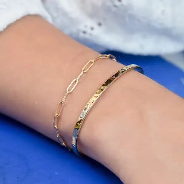 Textured Skinny Brass Cuff Bracelet