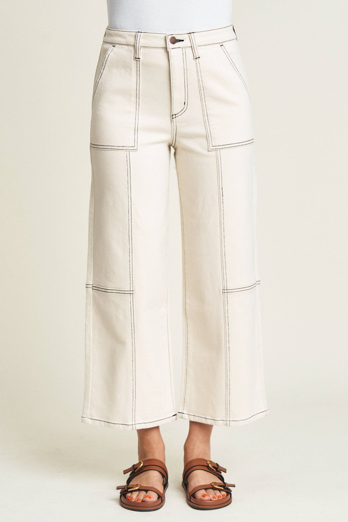Oliver Logan • Lawson Relaxed Crop Denim • Ecru