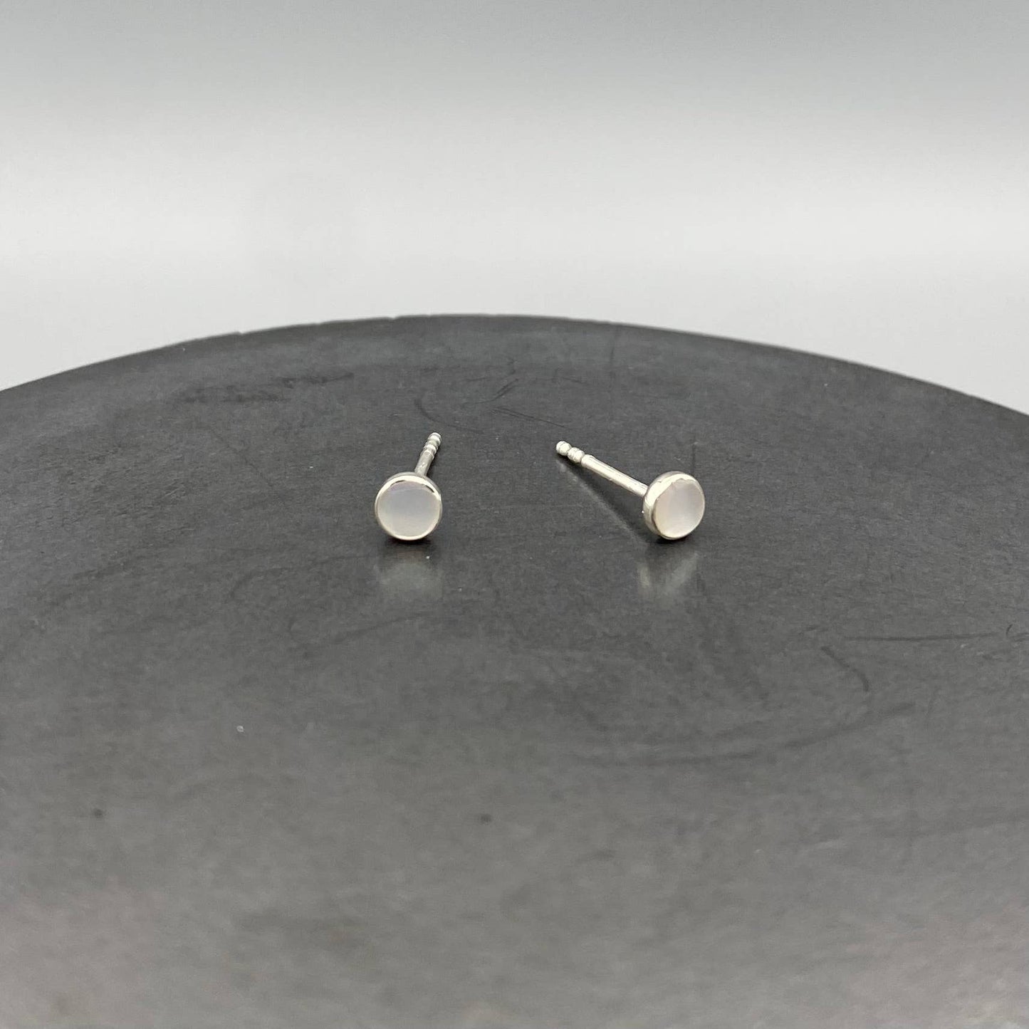Small Mother of Pearl Stud Earrings • Sterling Silver