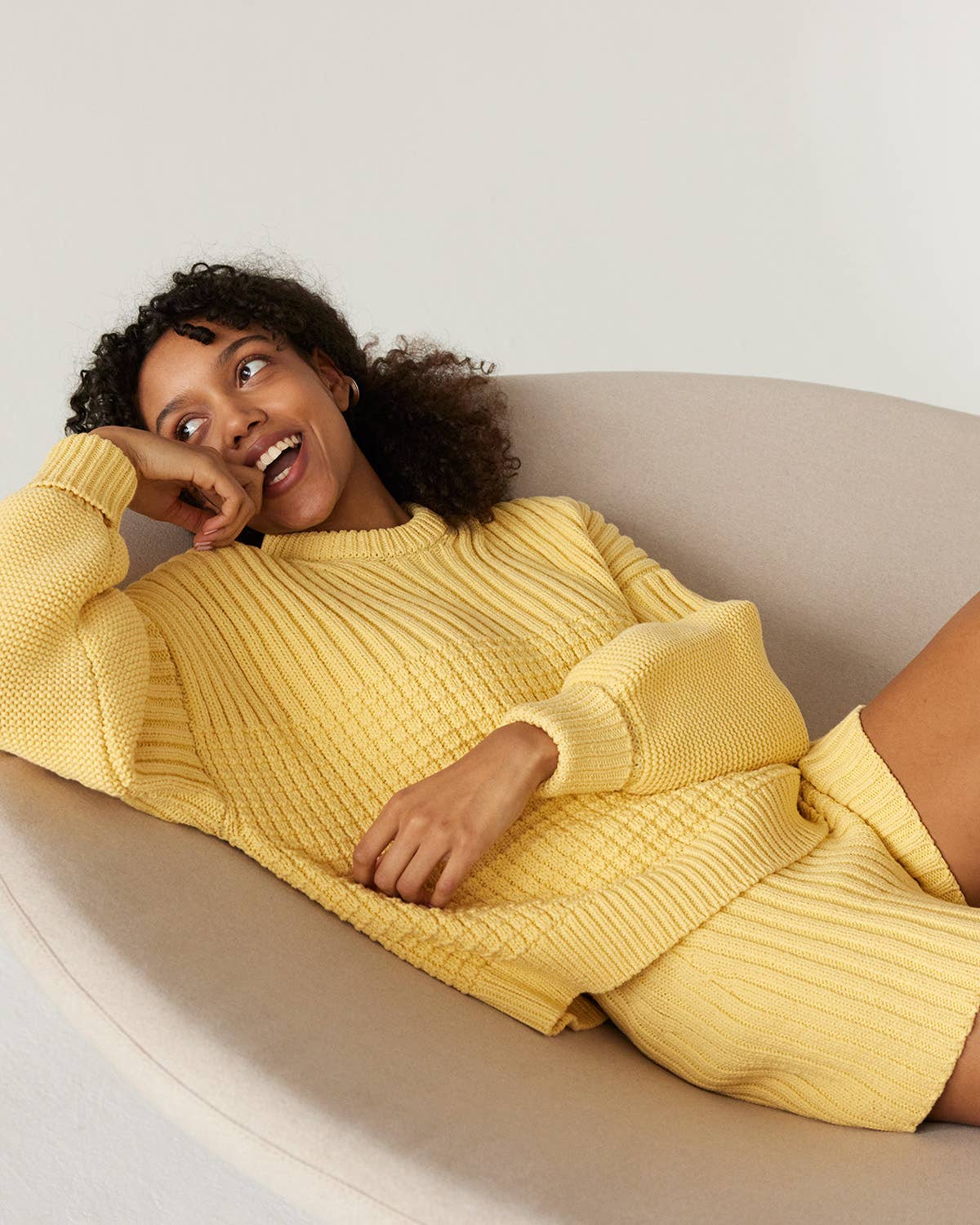 The Knotty Ones • Delčia Cotton Sweater • Lemon Yellow