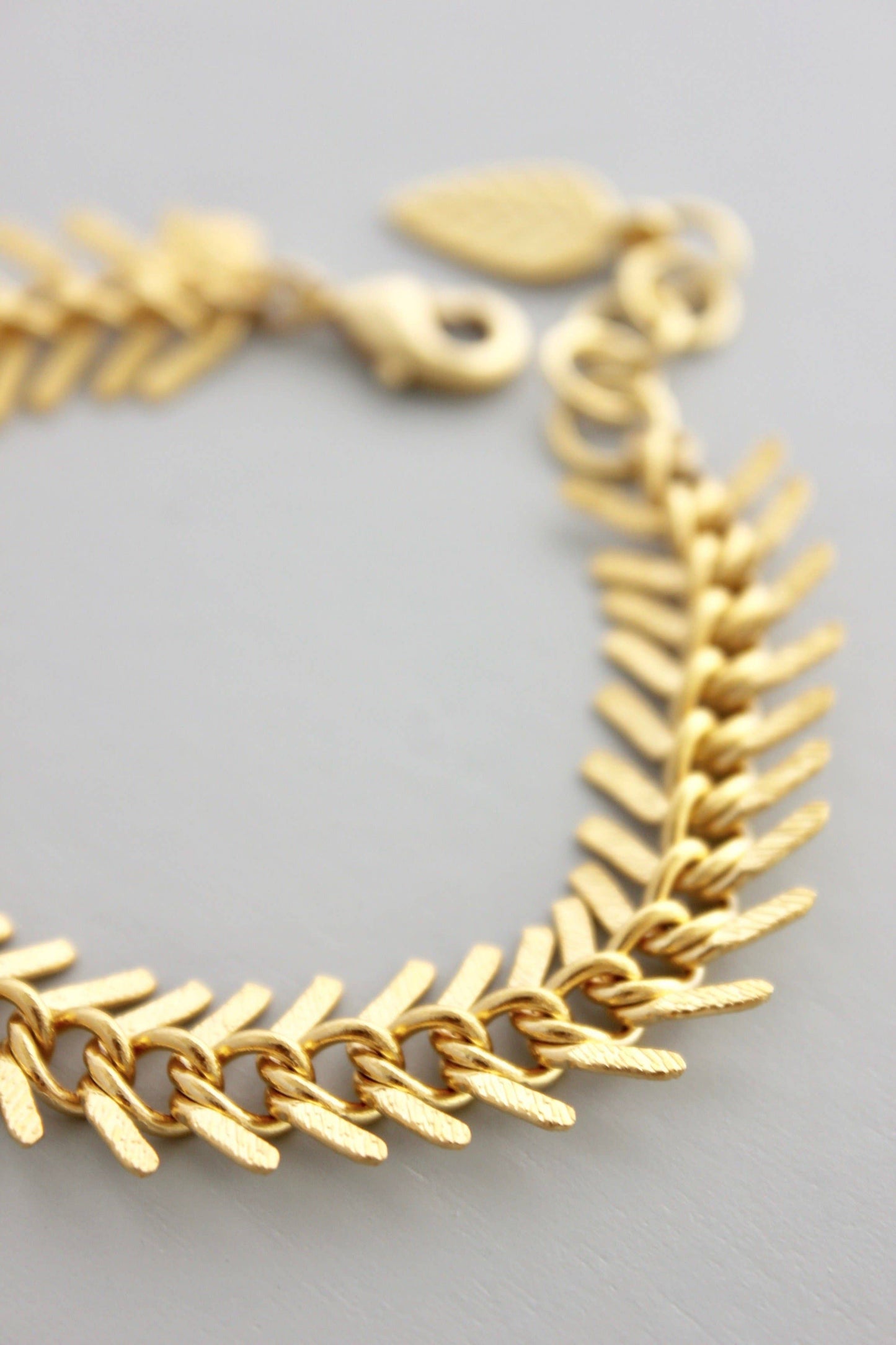 Fish Bone Chain Bracelet Plated Gold