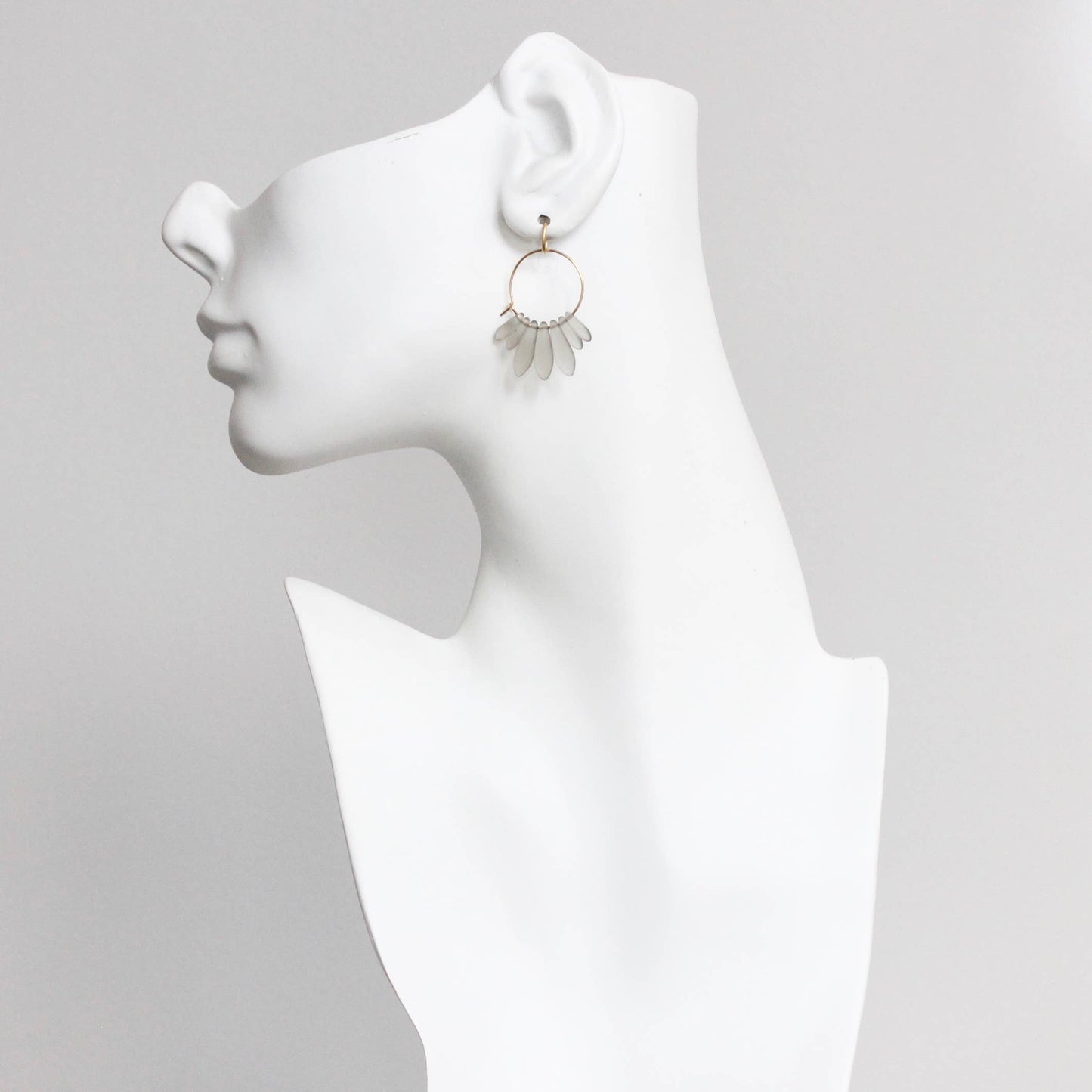 David Aubrey • Glass Bead Hoop Earrings • Matte Grey