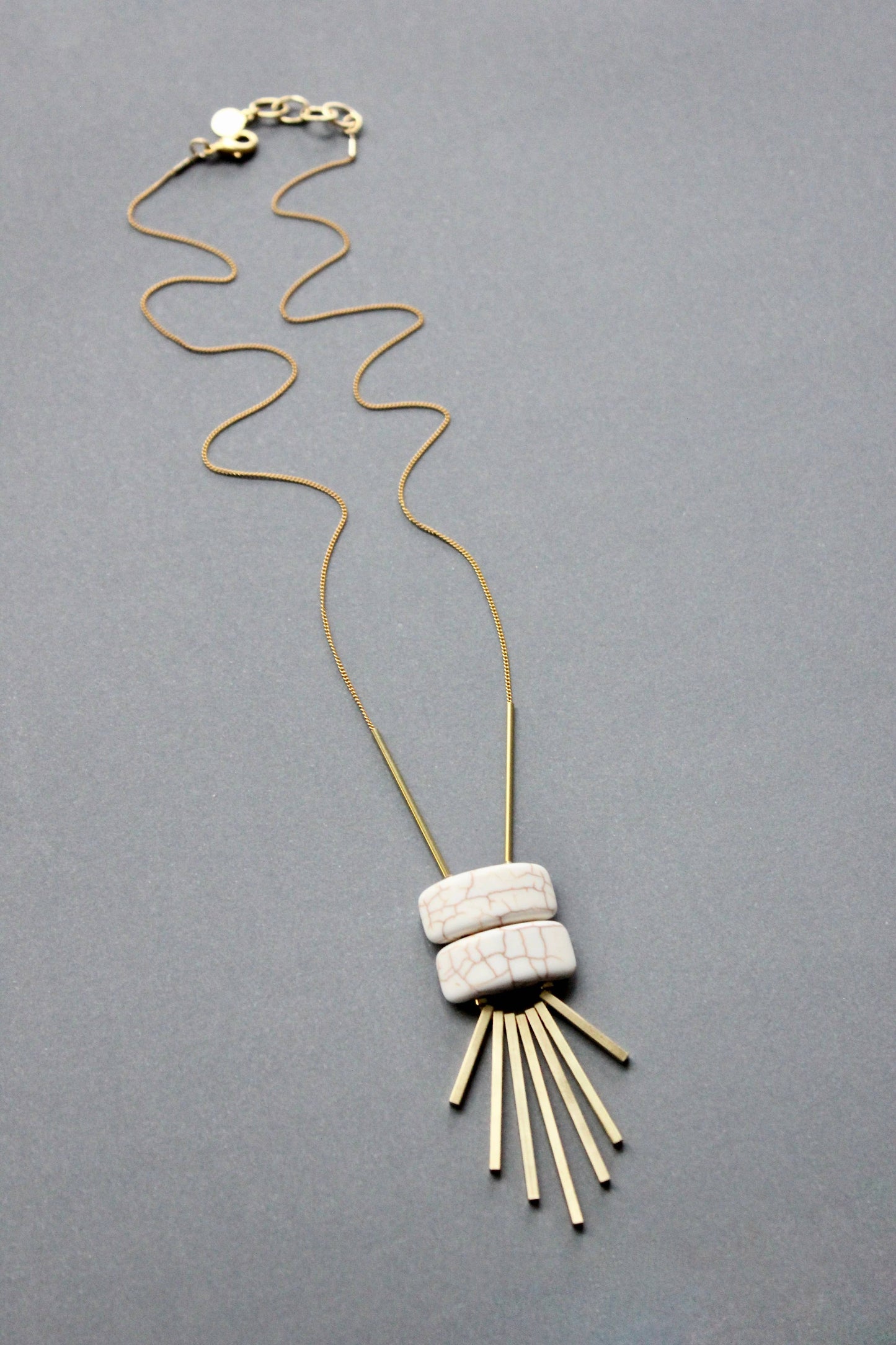 White geometric pendant necklace