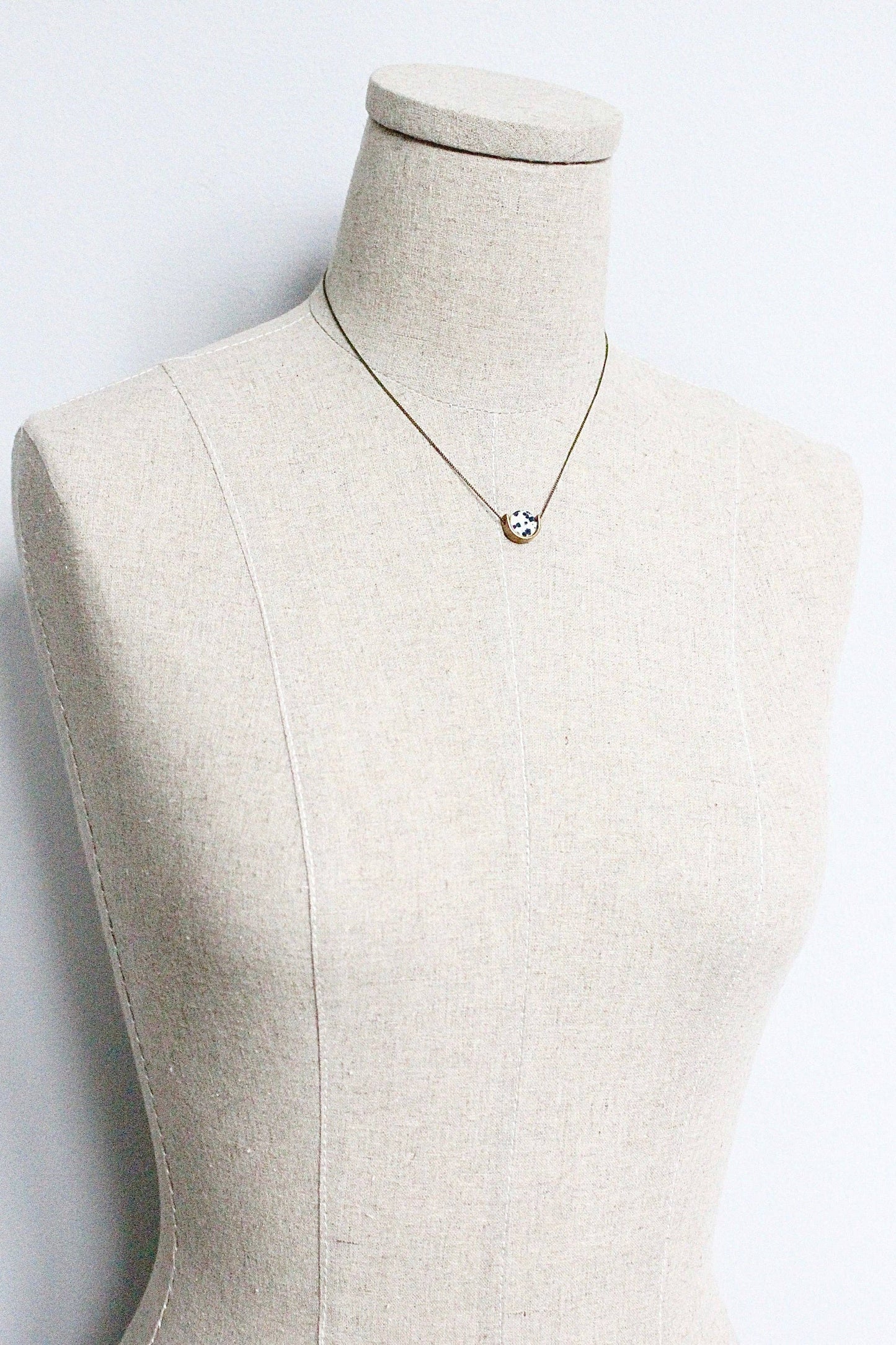 Mini Dalmatian Jasper Pendant Necklace