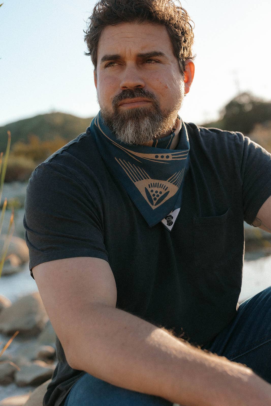 Organic Cotton Bandana El Rito Nights Charcoal & Tan