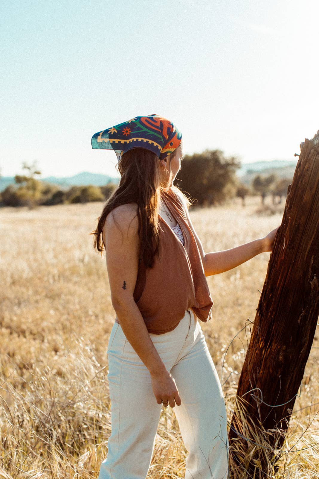 Organic Cotton Bandana • Endless Bloom • Navy & Orange