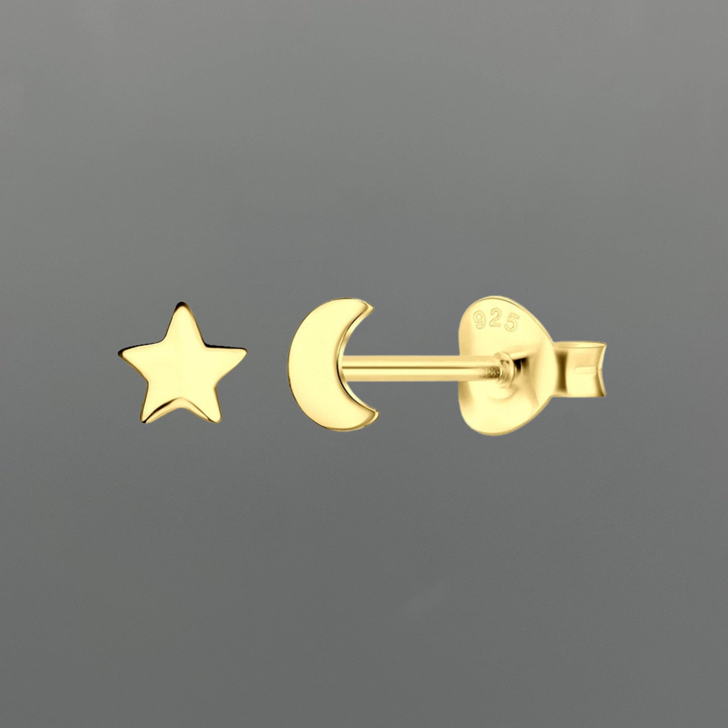 Tiny Star + Moon Stud Earrings • Vermeil