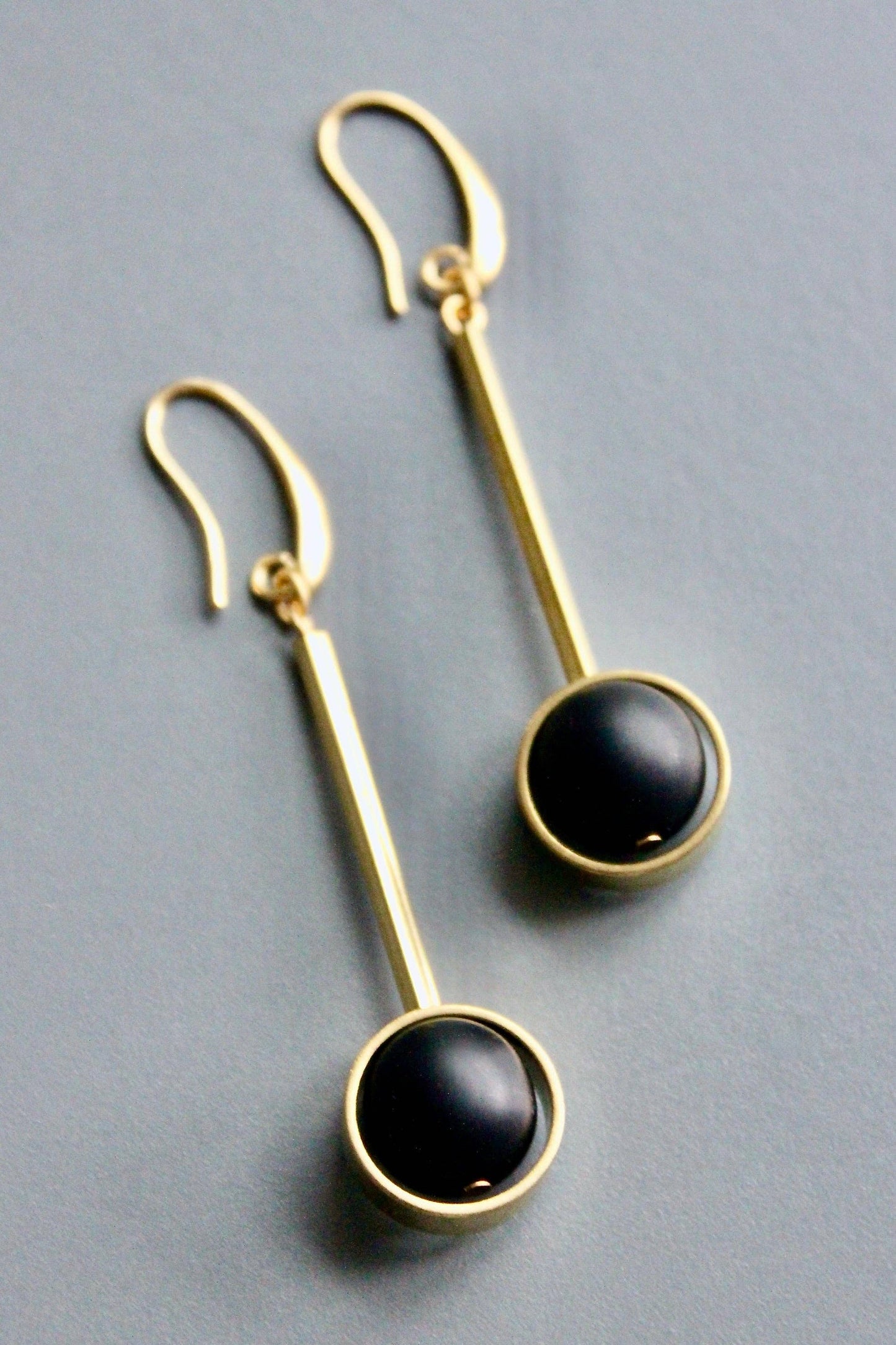 David Aubrey • Glass Bead Earrings • Brass • Jet Black