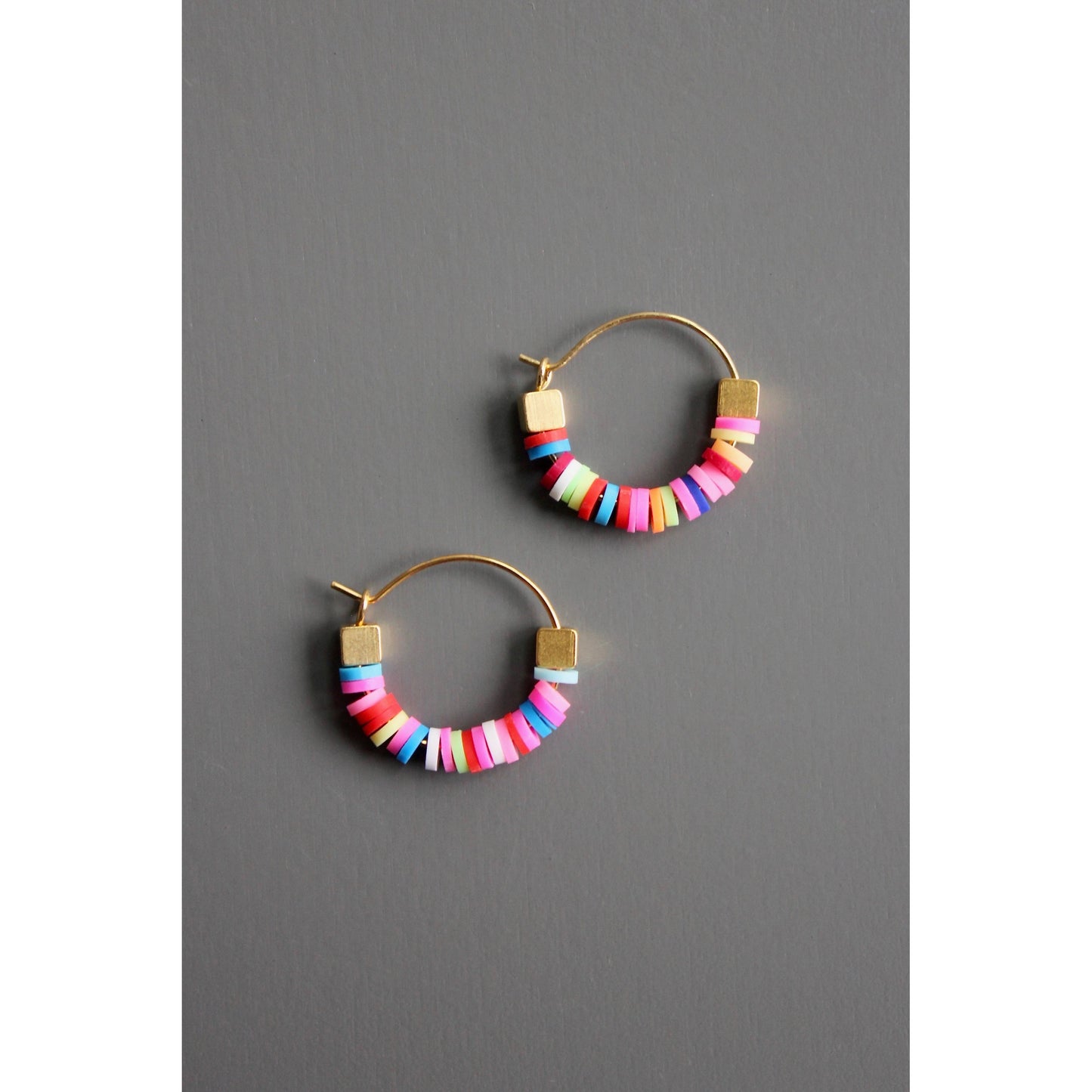 Small Rainbow Hoop Earrings
