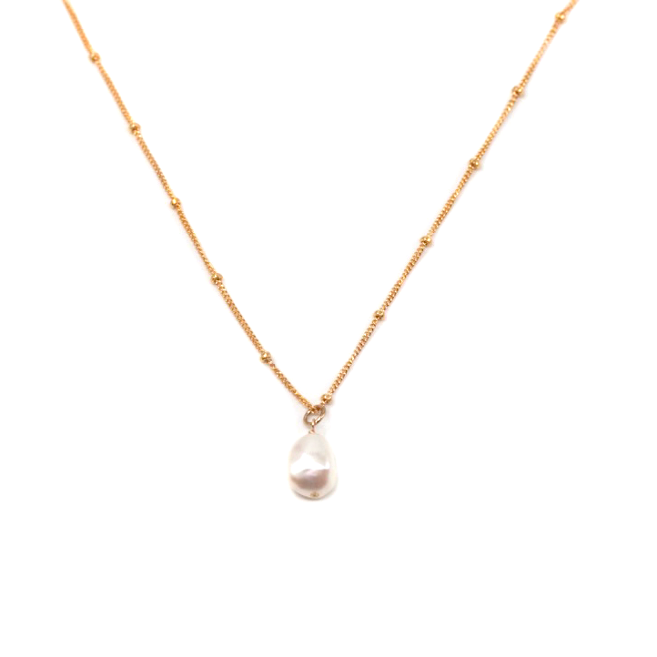 Pearl Necklace • Dotted Satellite Chain • 14K Gold Fill