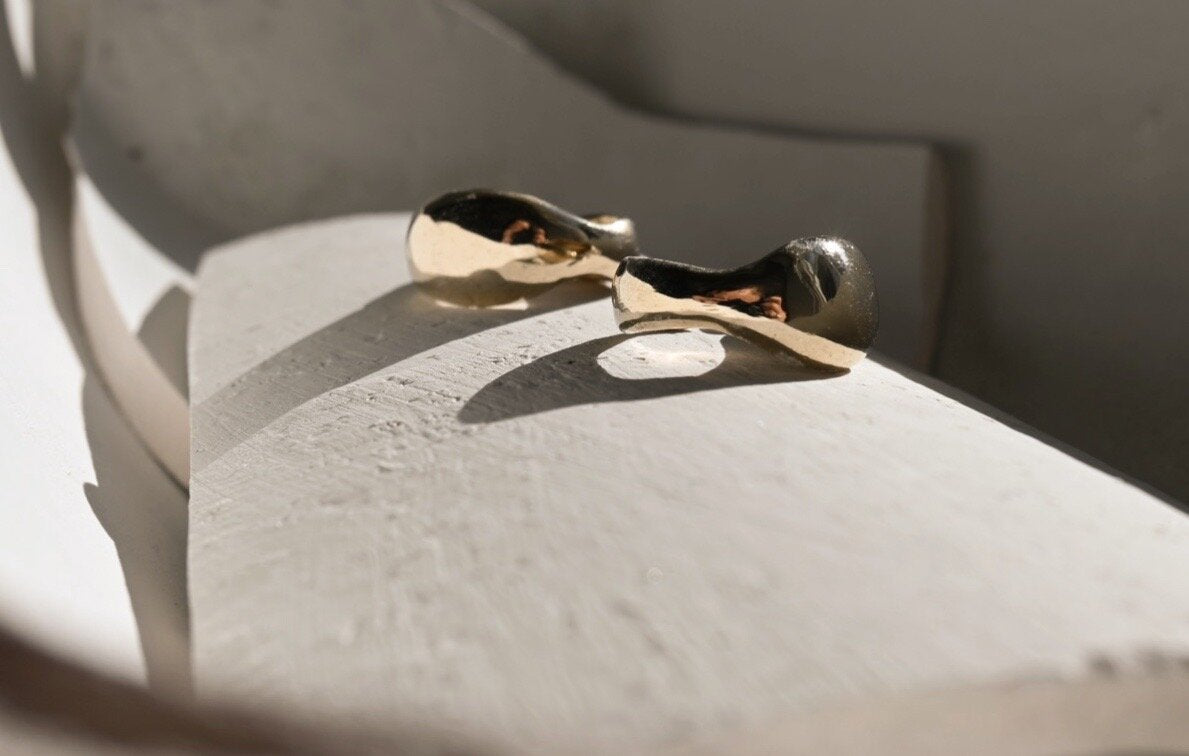 Fade Into the Abstract • Dune Hoop Earring • Brass or Sterling Silver