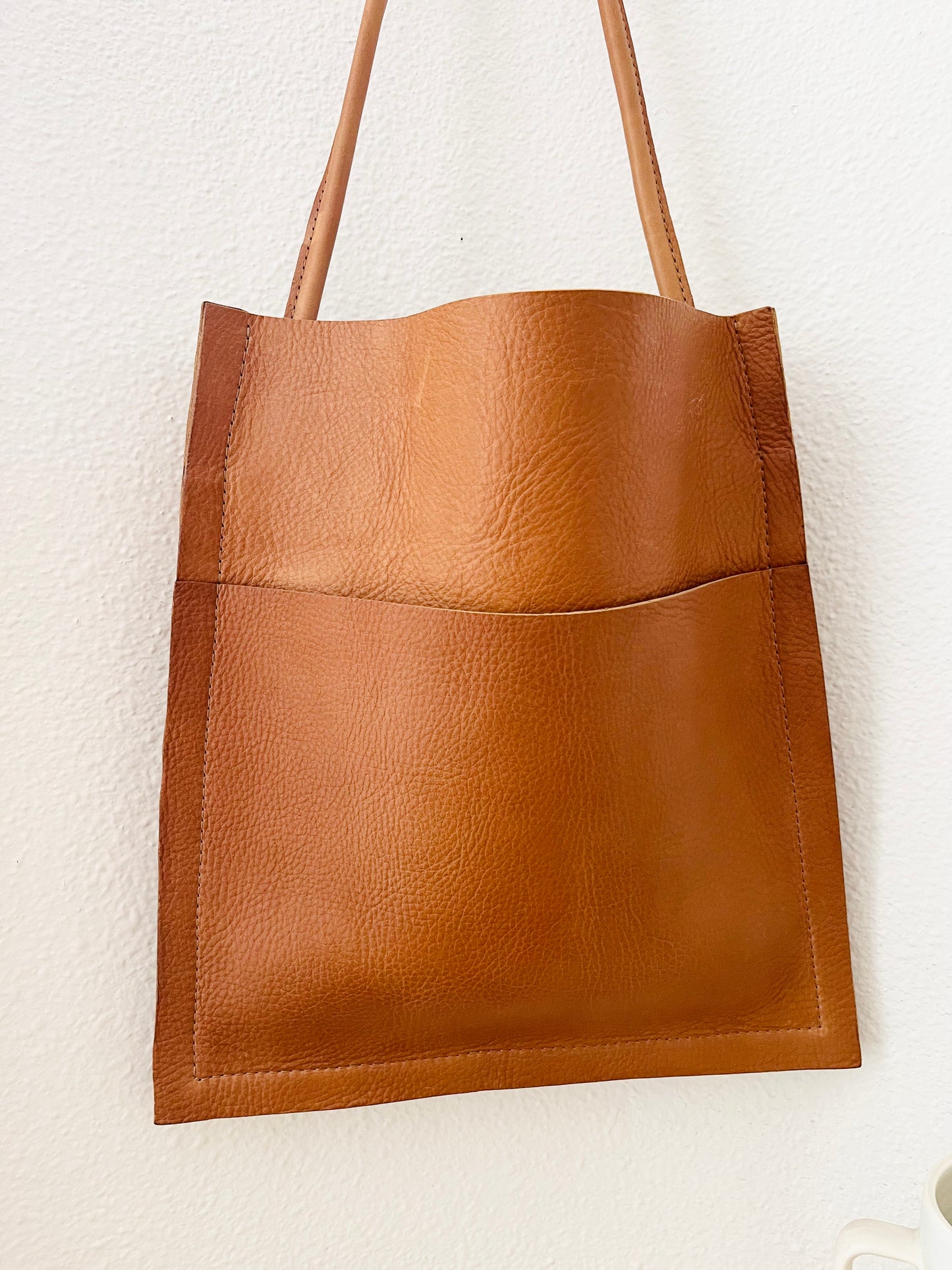 Charlies Goods • Handmade Modern Minimalist Leather Tote Bag • Saddle Tan