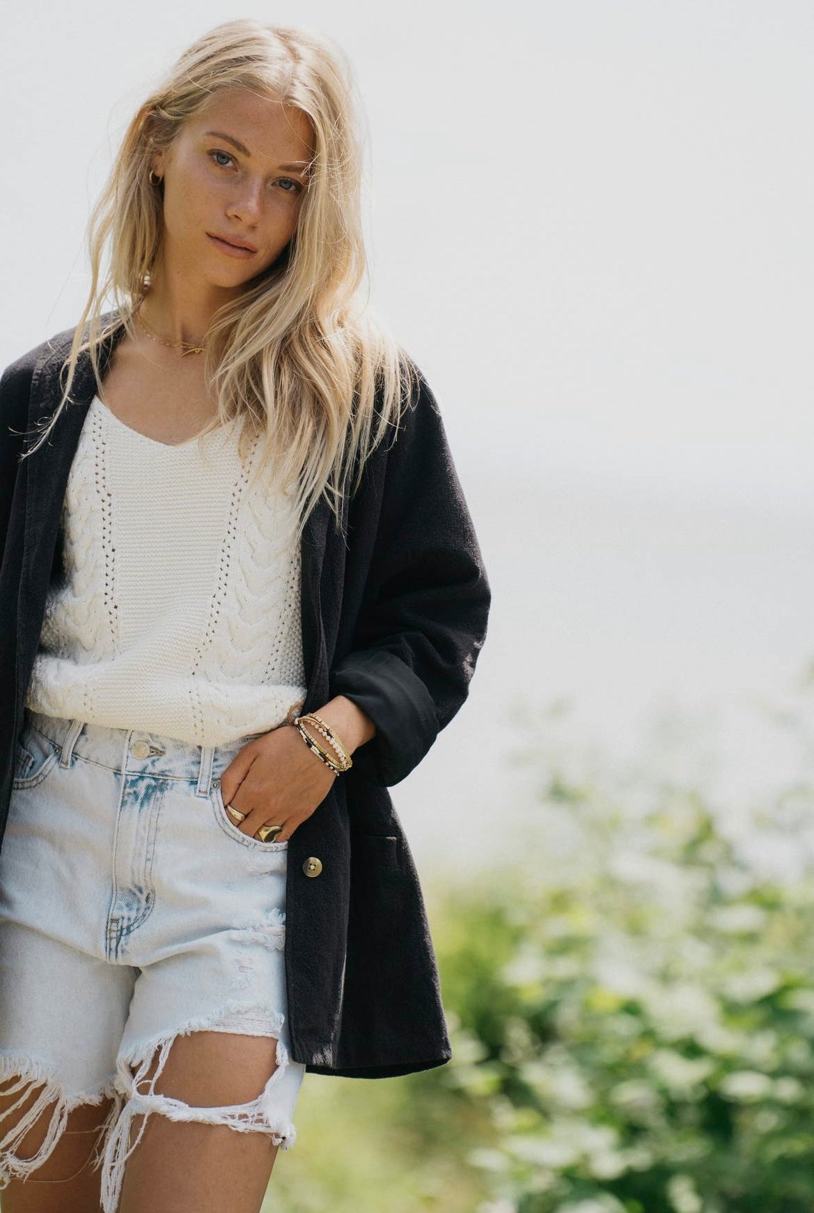 Jackson Rowe • Boho Riva Cable Knit Tank• Milk White