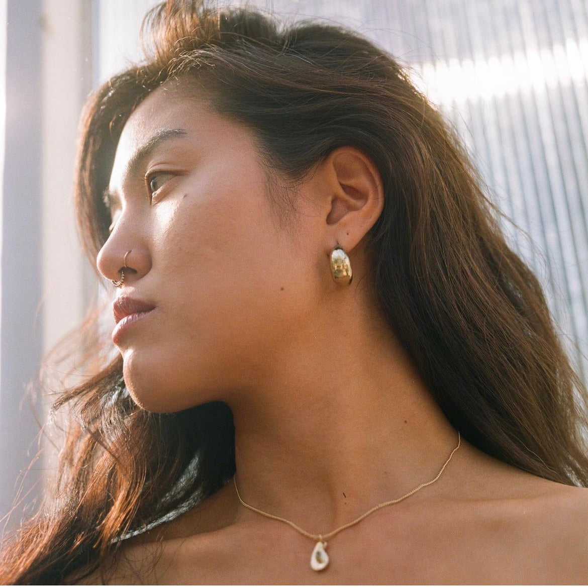 Fade Into the Abstract • Dune Hoop Earring • Brass or Sterling Silver