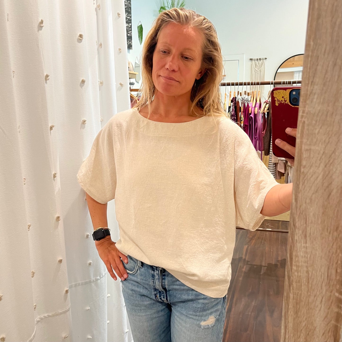 Terra • Handmade Loose Fit Linen Top • Natural