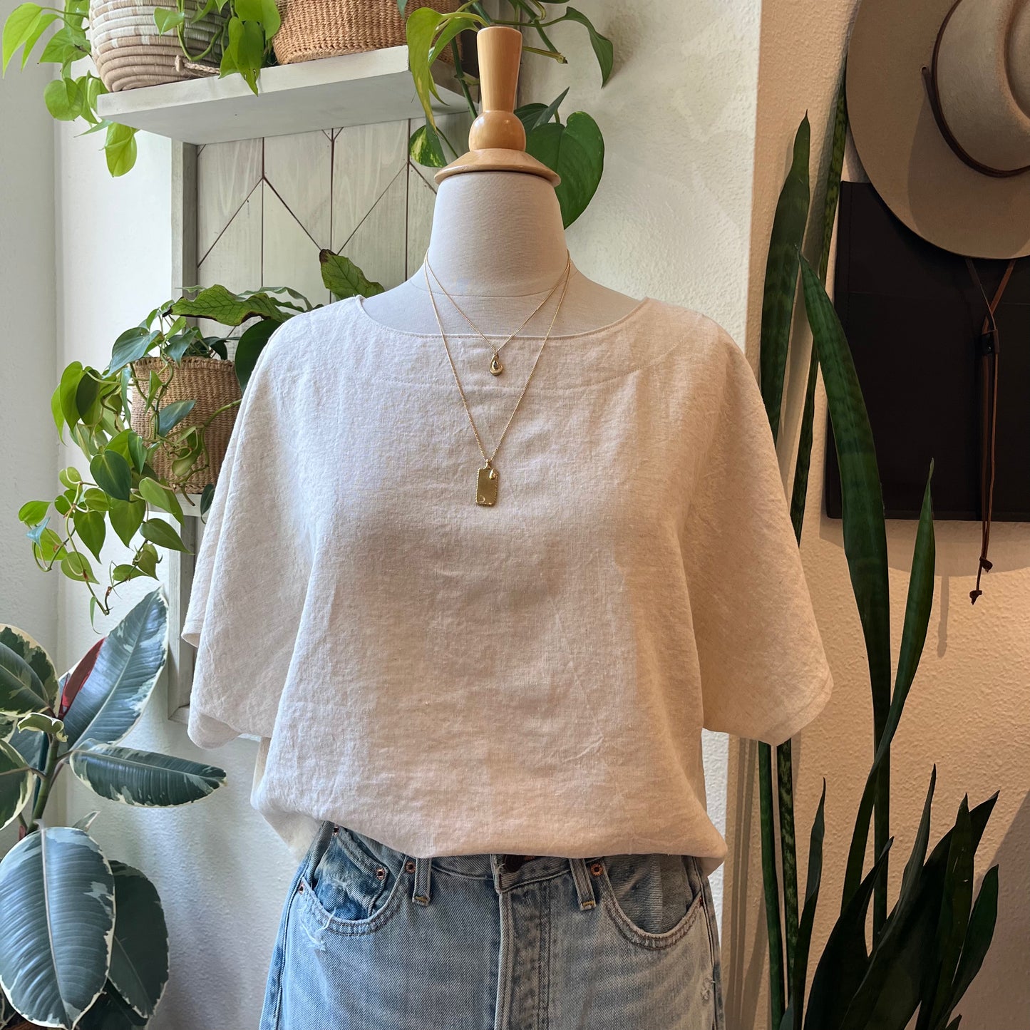 Terra • Handmade Loose Fit Linen Top • Natural