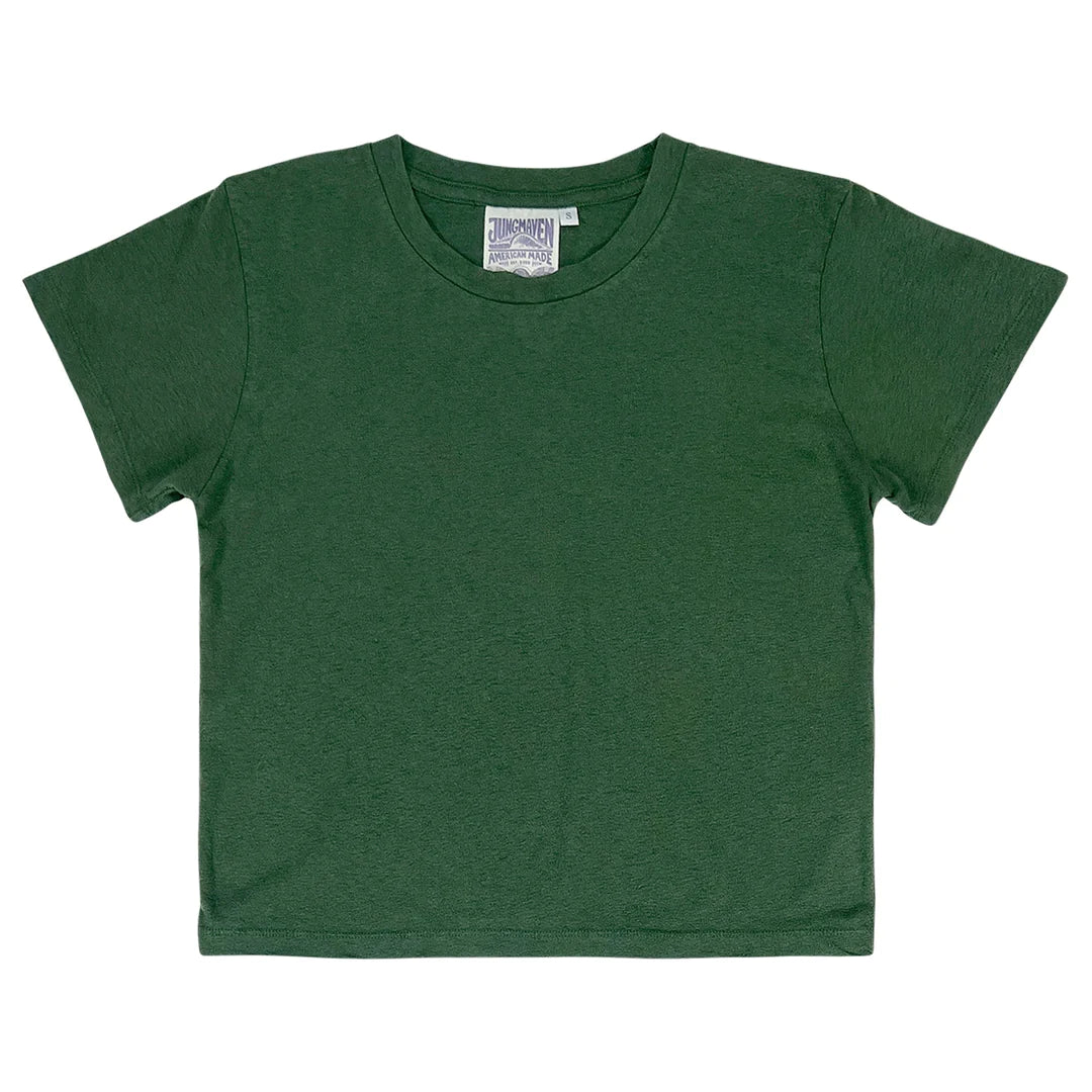 Jungmaven • Cropped Lorel Tee • Hunter Green