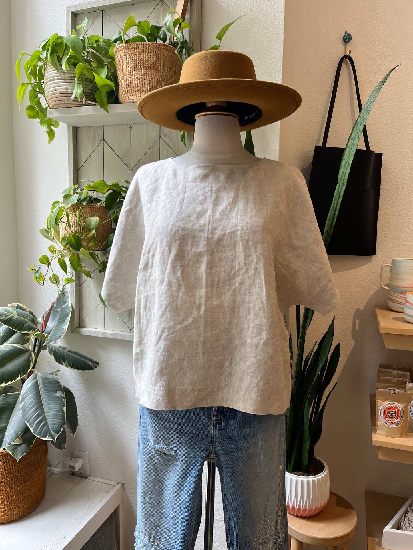 Terra • Handmade Loose Fit Linen Top • Natural