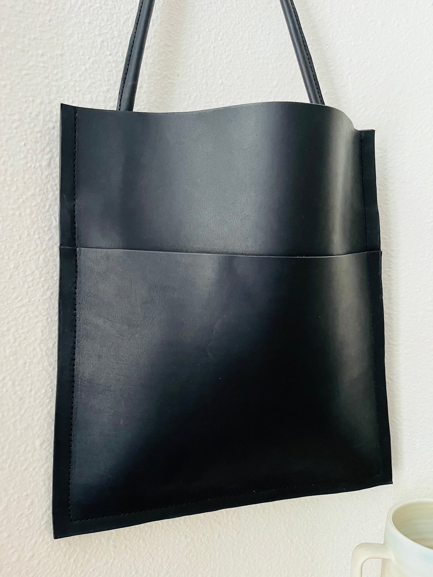 Charlies Goods • Handmade Modern Minimalist Leather Tote Bag • Black