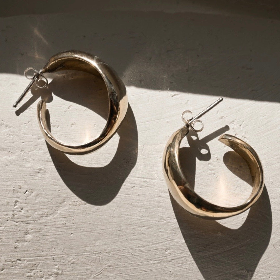 Fade Into the Abstract • Dune Hoop Earring • Brass or Sterling Silver